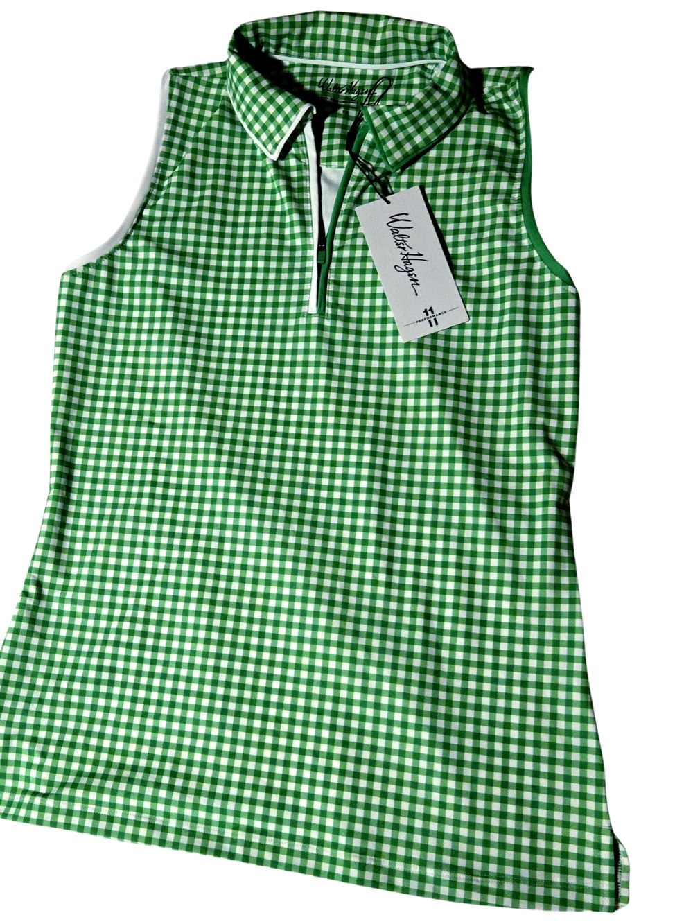 Walter Hagen P11 Sleeveless Polo Green Fusion Gingham